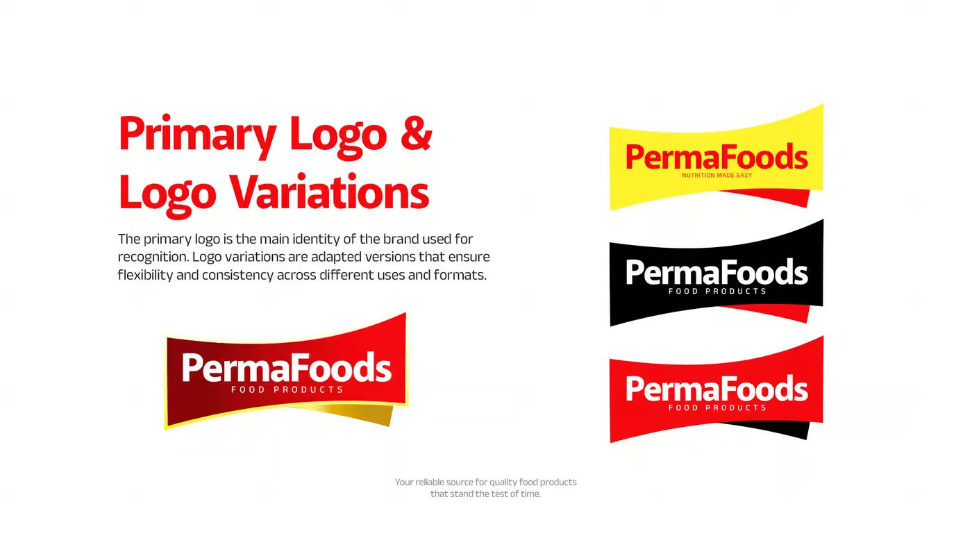 PermaFoods brand identity artboard — 6