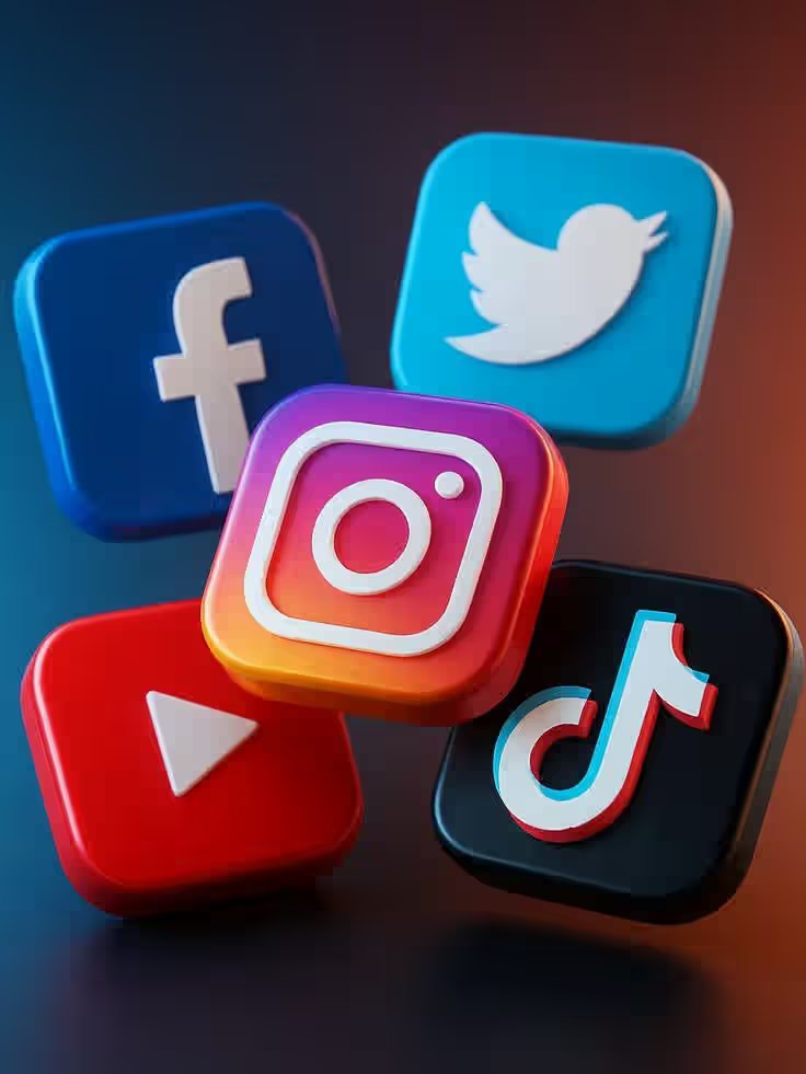 Social media platform icons — Instagram, Facebook, X, YouTube and TikTok — NxtCre8tives